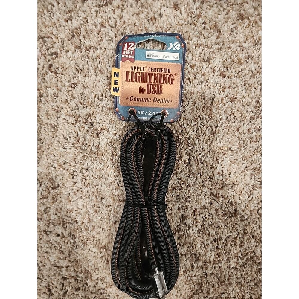 X4orce Blue Denim Lightning To Type-C 12 Ft MFI Certified 50% In 30 Mins